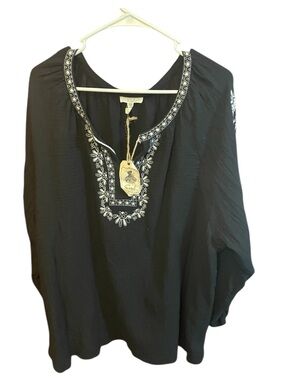 Easel Boho Top with Embroidery - 3X